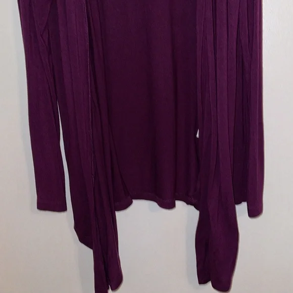 Zenana Outfitters Open-Front Cardigan Sweater - Plum - Picture 3 of 6